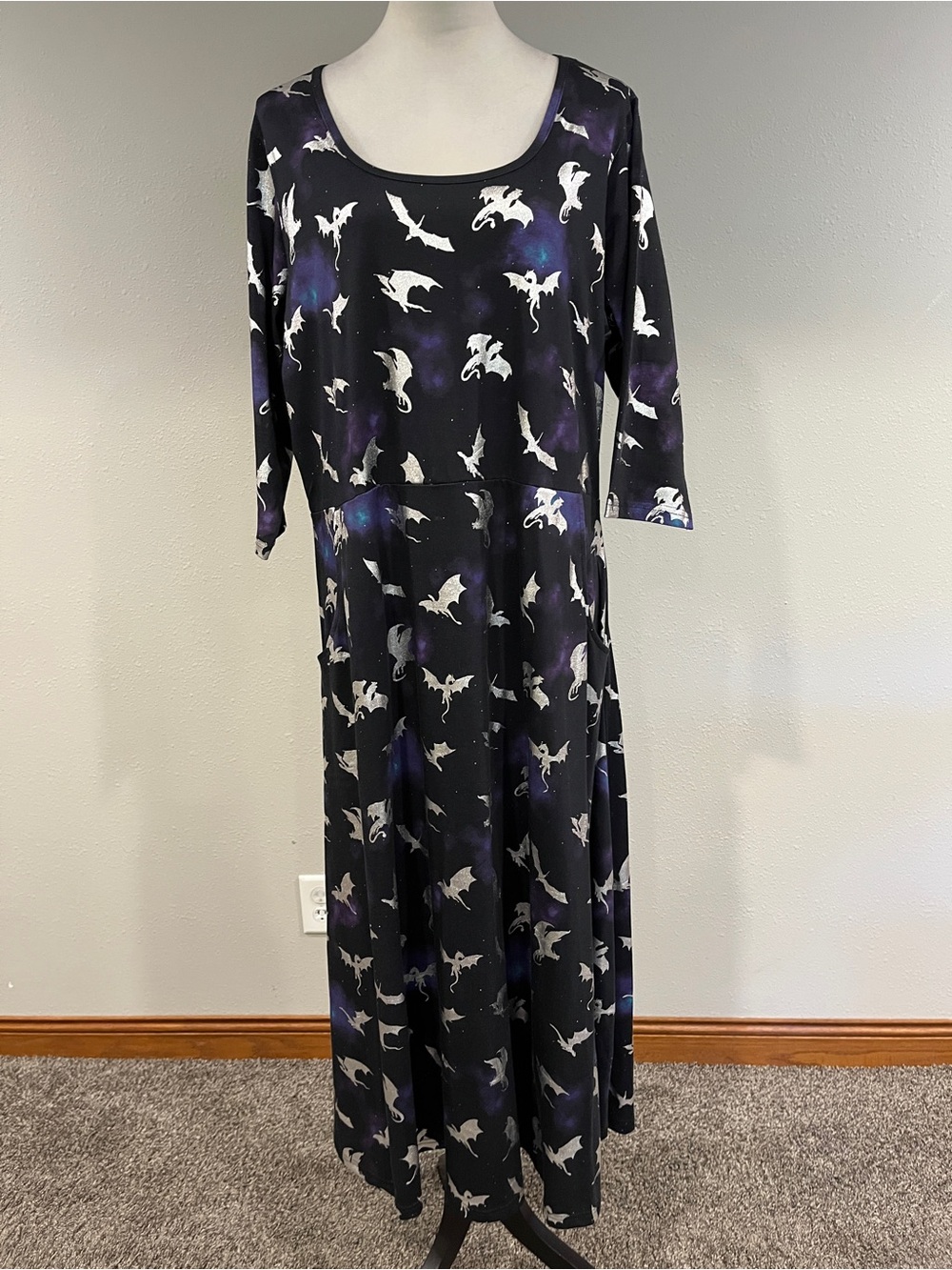 Dragons in Space Fit & Flare Dress with Pockets size 2XL